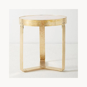 Table d'appoint en métal martelé design avec plateau en verre, nouvelle arrivée élégante, table d'appoint de luxe personnalisée, meubles - Product Image 1