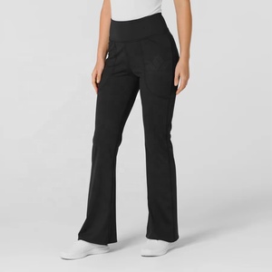 Women's Medical Scrub <b>Flare</b> Pants High Waist Stretch Breathable Multi Pocket Nurse Healthcare Hospital Workwear - Product Image 1