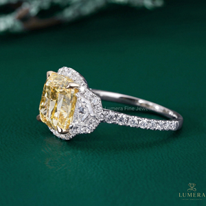 Custom Yellow Gold Ring <b>Cushion</b> Cut Center with Cadillac and <b>Round</b> Side Diamonds VS1 VVS VS Clarity Luxury Fine Jewelry Design - Product Image 2