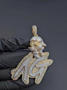 Pendentif personnalisé en moissanite plaqué or, style hip-hop, breloque nominative, bijou pour cadeau et mode - Product Image 5