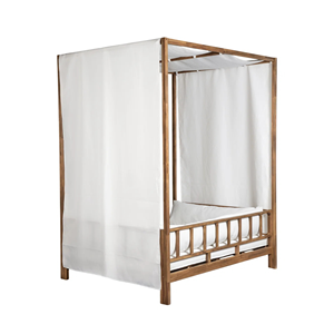 Sofá Cama con Toldo de Madera de Teca para Exteriores con Cortina y Cojines, Cama de Jardín de Lujo, Muebles de Patio - Product Image 2
