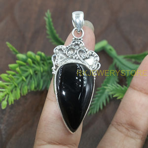 Black Onyx Pendant 925 Sterling Silver Handmade Vintage Boho Arrow Shape Gemstone <b>Jewelry</b> Women Men Gift Necklace for <b>Sister</b> Mom - Product Image 5