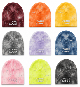 Custom Logo Embroidered Beanie <b>Hat</b> Galaxy Star Tie Dye Streetwear Winter Knit Skull <b>Cap</b> Unisex Hip Hop Jacquard Beanie 2026 - Product Image 2