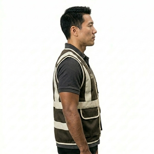 Gilet de sécurité pour homme en polyester respirant, imperméable, à séchage rapide, réfléchissant et haute visibilité, avec poches multifonctionnelles, vêtements de travail - Product Image 3