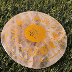 Nouveau Design Quartz Rose naturel gravé plaque ronde amour cristal équilibre Chakra équilibre santé émotionnelle sentiment amour pur - Product Image 5