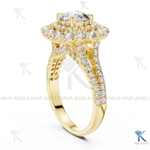 แหวนเพชรแล็บโกรว์ 1.00 กะรัต ทรงดับเบิ้ลฮาโล ตัวเรือนแบบแยกส่วน ทองคำแท้ 14K 18K เครื่องประดับหรูหราสำหรับทุกเพศ เหมาะสำหรับวันครบรอบ - Product Image 6