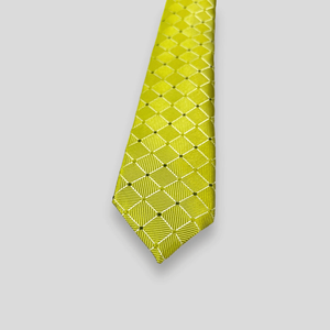 Corbata Jacquard Geométrica Amarillo Lima Benon para Hombre |   Corbata de Diseño de Lujo con Aspecto de Seda Premium para Bodas, Eventos Formales y Negocios - Product Image 2