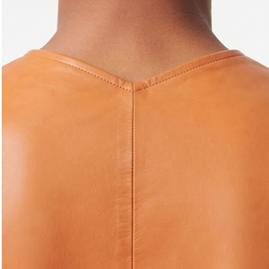 T-shirt en cuir à manches longues pour homme, T-shirt en cuir pour homme, mode streetwear, T-shirt en cuir à col en V pour garçons, T-shirt 100% cuir pour homme - Product Image 5