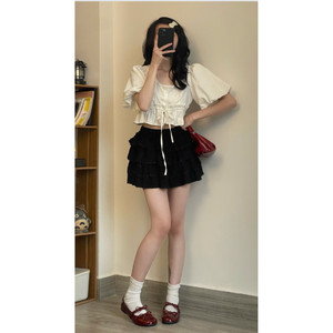 High Quality Women's Casual Tight Pleated <b>Skirt</b> 100% Cotton Summer Organic Vietnam Manufacturer Free Sample - Product Image 1