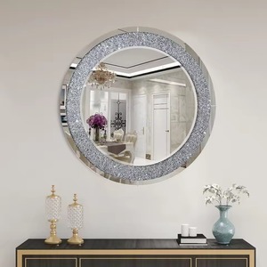 Crushed Diamond Crystal Wall <b>Mirror</b> Golden Framed Handmade Contemporary Decorative <b>Mirror</b> Living Room Bedroom Home Art REHMAN - Product Image 2