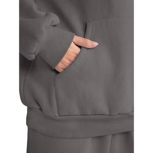 <b>Women</b> Oversized Cotton <b>Fleece</b> Hoodie <b>Joggers</b> Matching Set Casual Winter Tracksuit Solid Color Loose Fit <b>Women</b> Casual <b>Womens</b> Zip - Product Image 2