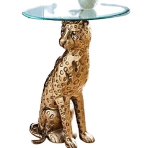 Leopard side <b>table</b> antique gold animal base side <b>table</b> luxury accent <b>table</b> designer leopard <b>table</b> modern living room furniture - Product Image 1