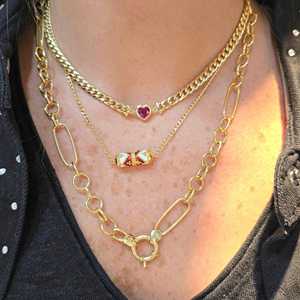 1 Carat Heart <b>Ruby</b> Cuban Chain <b>Necklaces</b> 14K 18K Solid Gold Bezel Set 38cm Length Solitaire Minimalist Layering Elegant Everyday - Product Image 4