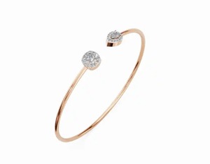 Twin Flame <b>Cushion</b> and Pear Diamond Kada Bracelet 9kt 14kt 18kt Yellow Rose White Gold 1.106 Carat 29 Natural Diamonds Jewelry - Product Image 4