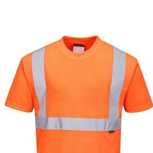 Hi Visibility <b>Orange</b> Reflective Safety Breathable Short Sleeve Workwear T-Shirt Men's Casual Uniform Summer Wear - Product Image 3