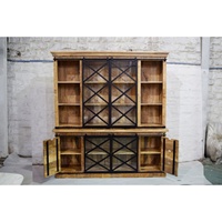 Buffet double modulaire multifonctionnel extensible en bois de manguier massif, fabriqué à la main, style classique européen, durable, pour salon