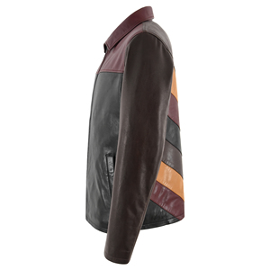 Custom 100% Genuine Lambskin Nappa Leather <b>Jacket</b> Multicolor Back Chevron Stripe Classic Collar Zip Front Casual Leather <b>Jacket</b> - Product Image 4