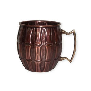Mug à Moscow Mule en cuivre antique |   Mug à cocktail vintage gaufré avec poignée design |   Articles de bar et de boisson en gros - Product Image 2