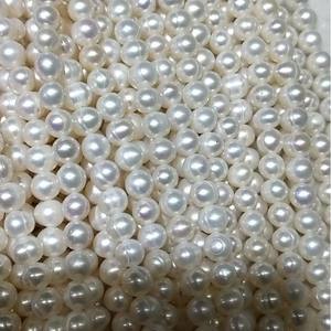 Collar de Perlas de Agua Dulce Hechas a Mano, Perlas Reales de 5-6 mm, Color Blanco Irregular, Cuentas con Orificio Completo, Accesorio para la Fabricación de Joyas Personalizadas - Product Image 3