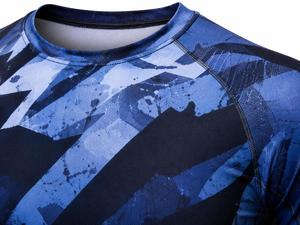 เสื้อแรชการ์ดแขนยาวสีน้ำเงินสำหรับผู้ชาย พิมพ์ลายแบบซับลิเมชั่น แห้งเร็ว 180 กรัม โพลีเอสเตอร์ ป้องกันรังสียูวี เสื้อกีฬาไร้ตะเข็บ เป็นมิตรกับสิ่งแวดล้อม - Product Image 6