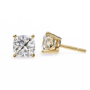 Boucles d'oreilles classiques à 4 griffes, serties de diamants de laboratoire taille coussin E VS 1 carat chacun, en or 14K, certifiées IGI, idéales pour cadeau, fête et anniversaire - Product Image 1