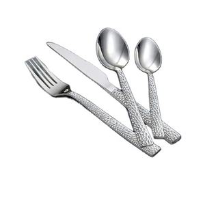 Ensemble de couverts en argent martelé en acier inoxydable au design élégant, parfait pour les événements de vaisselle et les fêtes de mariage - Product Image 1