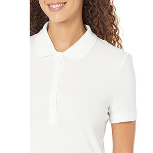 Haut de sport pour femme en jersey blanc, séchage rapide, anti-boulochage, respirant, avec logo frontal, manches courtes, polyester - Product Image 4