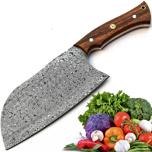Cuchillo de Chef Burraq OEM Hecho a Mano de Acero de Damasco de Grado Industrial, Multifuncional, con Patrón de Gota de Lluvia, Funda de Cuero y Madera - Product Image 4