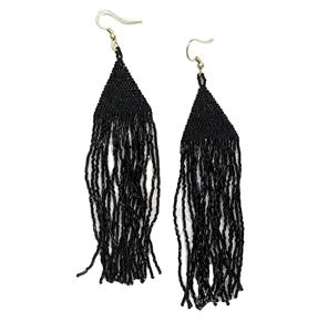 Pendientes de Gancho con Cuentas Miyuki Japonesas Naranjas, Pendientes Bohemios con Cuentas Miyuki Negras, Pendientes de Flecos con Cuentas de Semillas, Pendientes de Moda - Product Image 3