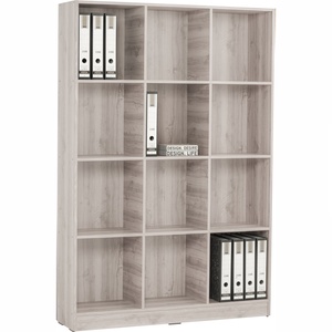 Gray Wood Grain <b>Bookcase</b> Storage Cabinet <b>Open</b> Shelf Organizer for Home Office Library - Product Image 2