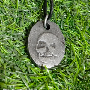 Joyería gótica de runa de calavera de hierro forjado para hombres, collar de cadena con colgante de runa de acero inoxidable, artesanías RF, fiestas románticas cristianas - Product Image 2