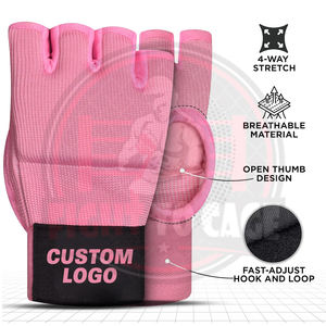 Vendas de Mano Elásticas Acolchadas de Gel, Color Rosa con Negro, Producto de Primera Calidad, Soporte Ajustable para Muñeca, para Entrenamiento de Kickboxing - Product Image 2