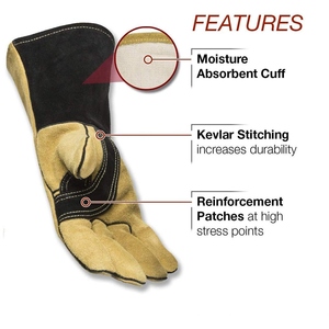 Nouvelles gants de soudage en cuir de vachette renforcé, résistants à la chaleur et aux étincelles, pour la lutte contre les incendies et le barbecue - Product Image 3