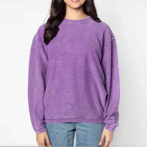 เสื้อสเวตเชิ้ตแขนยาวผ้าคอร์ดูรอยสีเขียวขนาดใหญ่ทรงโอเวอร์ไซส์สำหรับผู้ชาย สไตล์ลำลอง คอกลม สีพื้นเรียบ - Product Image 3