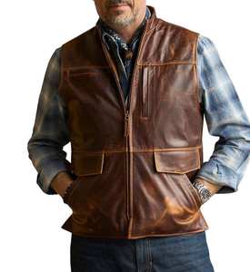 Roadster Homemade Brown Leather Vest - Product Image 1