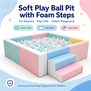 Équipement de jeu souple commercial personnalisé avec fosse à balles et marches en <span class=keywords><strong>mousse</strong></span> pour café ludique, aire de jeux intérieure pour enfants et garderie - Product Image 1