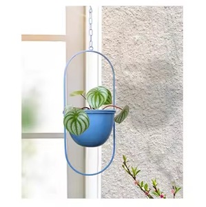 Jardinière suspendue rustique en métal galvanisé avec suspension en corde pour plantes succulentes et plantes vertes - Product Image 3