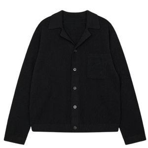 Chemise à manches longues en tricot crocheté pour homme avec poches, boutonnée, décontractée, en maille texturée, vente en gros OEM - Product Image 5