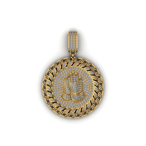 925 <b>Silver</b> Gold Plated Custom Hip Hop Iced Trendy Praying Hand Angel Medallion Circle Lab Grown Diamond Pendant <b>Necklace</b> Jewelry - Product Image 1