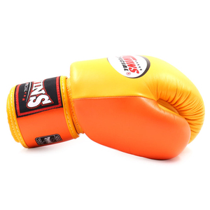 New Twins Sparring Yellow Orange Kick Boxing Gloves <b>Strap</b> Closure Handmade Padding Soft Mold Training Twins Fighting Gloves - Product Image 3
