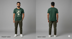 T-shirt vert à manches courtes pour homme Adventure Supply Co. avec imprimé montagne sur le devant, style streetwear, coupe classique, 100 % coton respirant, numérique - Product Image 2