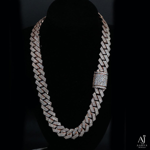 AARVA JEWELS Unisex 925 Silver Link Chain <b>Statement</b> <b>Necklace</b> Freshwater Pearl Star Shape Moissanite Brilliant Cut Hiphop Style - Product Image 2