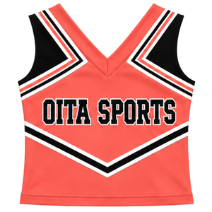 Haut d'uniforme de cheerleading Coral sans manches, col en V, pour femmes et filles, idéal pour les équipes de danse et les compétitions - Product Image 1