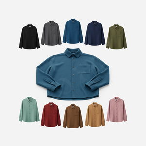 Chemise décontractée unisexe personnalisable à manches longues en mélange de coton avec poche, vente en gros - Product Image 1