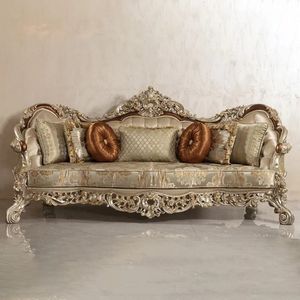 Hot Sale Eco-Friendly Traditional Luxury Hotel Emma <b>Sofa</b> Set <b>Gold</b> Carved Sponge Upholstered Apartment Living Room Furniture - Product Image 2
