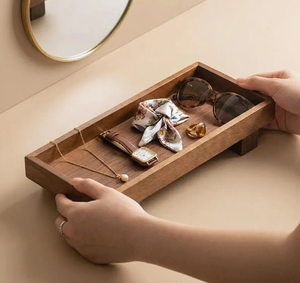 Plateau de service en bois massif sur mesure, pieds sculptés à la main, moderne, multifonctionnel, empilable, plateau de cuisine, plateau décoratif OEM - Product Image 3