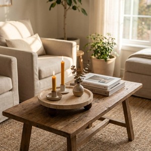 Plateau décoratif rond en marbre avec pieds en bois, design minimaliste, emballage individuel - Product Image 6
