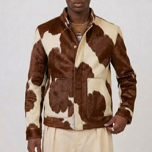 Authentic Western Style Cowhide Leather Windbreaker Jacket Hair on Leather Jackets 2026 Trendy Cowhide Leather Jackets - Product Image 1