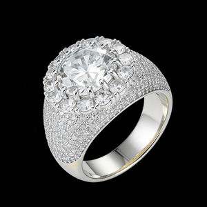 Bague de cocktail AMBER JEWELS de luxe en or massif 18 carats plaqué rhodium, sertie de pierres naturelles taille brillant, certifiée IGI, unisexe - Product Image 1