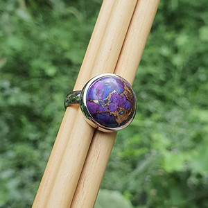 Round Purple Mojave Copper Turquoise <b>Ring</b> <b>Men</b> Mojave Turquoise 925 <b>Silver</b> Jewelry Purple Turquoise Jewelry Wholesale Supplier - Product Image 2